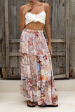 Kasia Beige Abstract Maxi Skirt