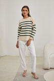 Anya Forest Green Stripe Knit Sweater