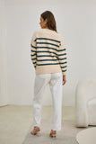 Anya Forest Green Stripe Knit Sweater