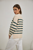 Anya Forest Green Stripe Knit Sweater