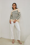 Anya Forest Green Stripe Knit Sweater