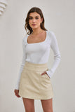 Ren Beige Faux Leather PU Mini Skirt