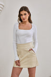 Ren Beige Faux Leather PU Mini Skirt