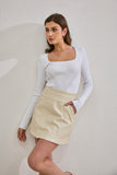 Ren Beige Faux Leather PU Mini Skirt