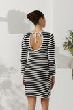 Nadia Black White Stripe Knit Mini Dress