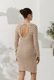 Nadia Beige Stripe Knit Mini Dress