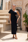 Corinne Black One Shoulder Maxi Dress