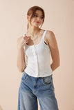 Sadie White Button Tank Top