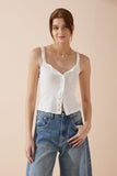 Sadie White Button Tank Top