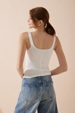 Sadie White Button Tank Top