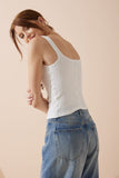 Sadie White Button Tank Top