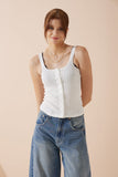 Sadie White Button Tank Top