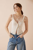 Sadie Beige Button Tank Top