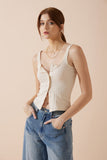 Sadie Beige Button Tank Top