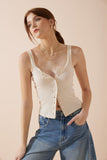 Sadie Beige Button Tank Top