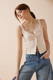 Sadie Beige Button Tank Top