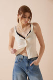 Sadie Beige Button Tank Top