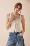 Sadie Beige Button Tank Top