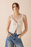 Sadie Beige Button Tank Top