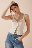 Sadie Beige Button Tank Top