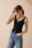 Sadie Black Button Tank Top