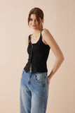 Sadie Black Button Tank Top