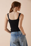 Sadie Black Button Tank Top