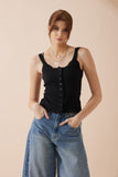 Sadie Black Button Tank Top