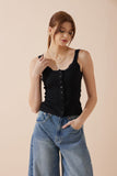 Sadie Black Button Tank Top