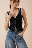 Sadie Black Button Tank Top