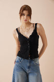 Sadie Black Button Tank Top