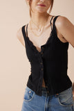 Sadie Black Button Tank Top