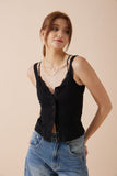 Sadie Black Button Tank Top