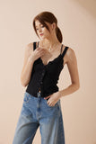 Sadie Black Button Tank Top