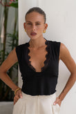 Mimi Black Lace Trim Top