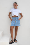 Hayden Light Blue Denim A-Line Mini Skirt