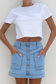 Hayden Light Blue Denim A-Line Mini Skirt