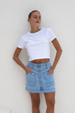 Hayden Light Blue Denim A-Line Mini Skirt