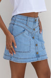 Hayden Light Blue Denim A-Line Mini Skirt