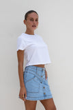 Hayden Light Blue Denim A-Line Mini Skirt