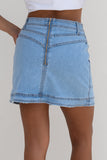 Hayden Light Blue Denim A-Line Mini Skirt