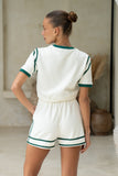 Tate Beige Green Contrast Track Shorts