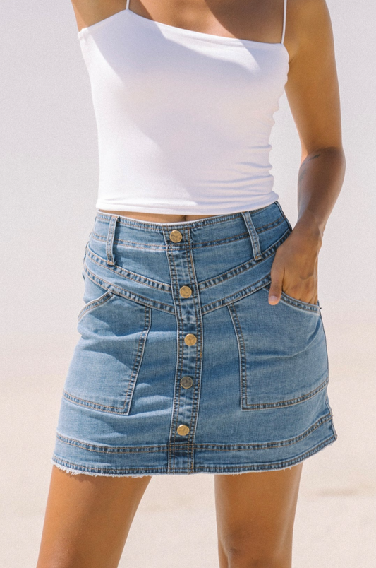 Hayden Blue Denim A-Line Mini Skirt