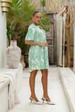 Viridiana Green Floral V-Neck Mini Dress