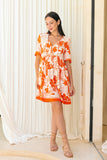 Chiara Orange Tropical V-Neck Mini Dress