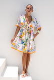 Felicity Orange Floral V-Neck Mini Dress