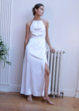 Dove White Satin Maxi Dress