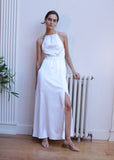 Dove White Satin Maxi Dress