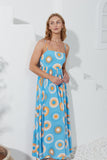 Serin Blue Abstract Sun Maxi Dress