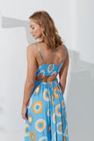 Serin Blue Abstract Sun Maxi Dress